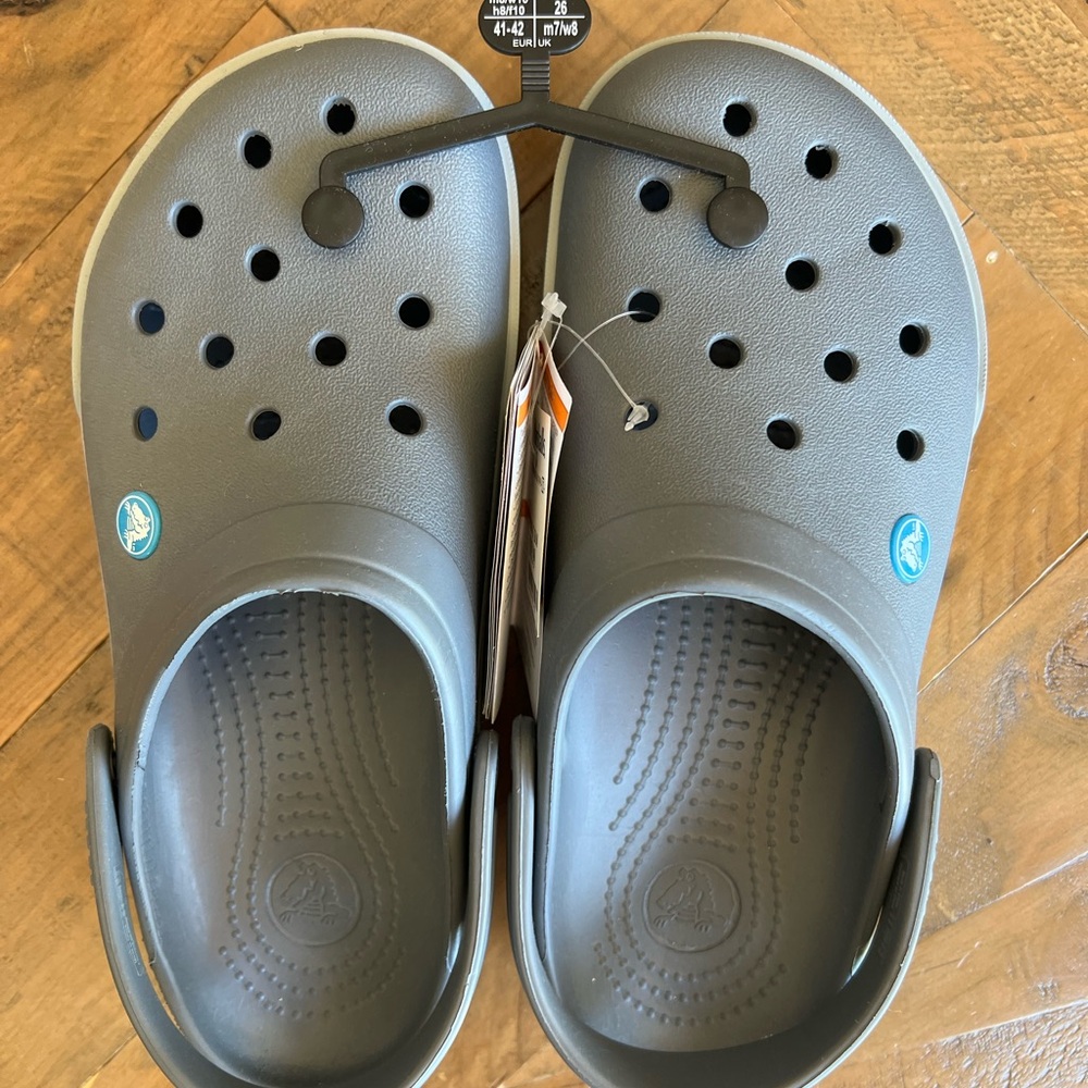 NEW w/ tags Crocs Crocsband II Grey Slides/Shoes/Clogs Size Mens 8 Women’s 10